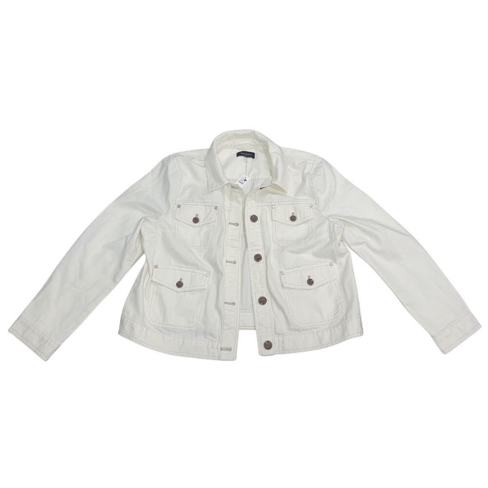 Talbots Studio Chore Button Jacket Ivory Size XL NWT 100% Cotton Casual Chic